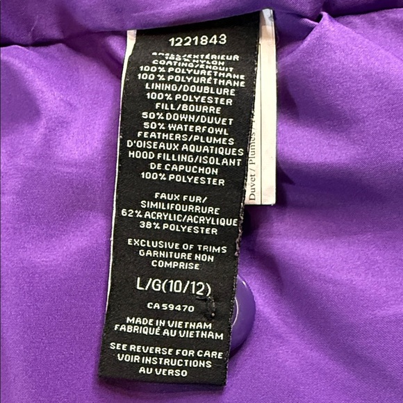 Echo red Girls' Down Jacket with Faux Fur Trim Hood, Girls, Size L 11/12 - Picture 8 of 14